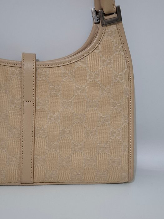 Gucci Jackie Beige GG Canvas and Leather Shoulder Bag