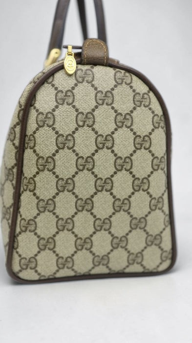 Gucci GG Supreme Sherry Line Boston Bag in Beige and Brown