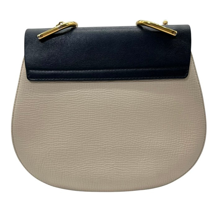 Chloé Drew Shoulder Bag – Ivory & Navy Leather, Gold Plated Hardware