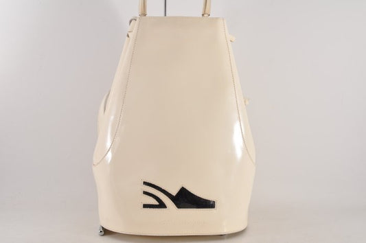 Salvatore Ferragamo Cream Leather Backpack Bag with Matching Pouch