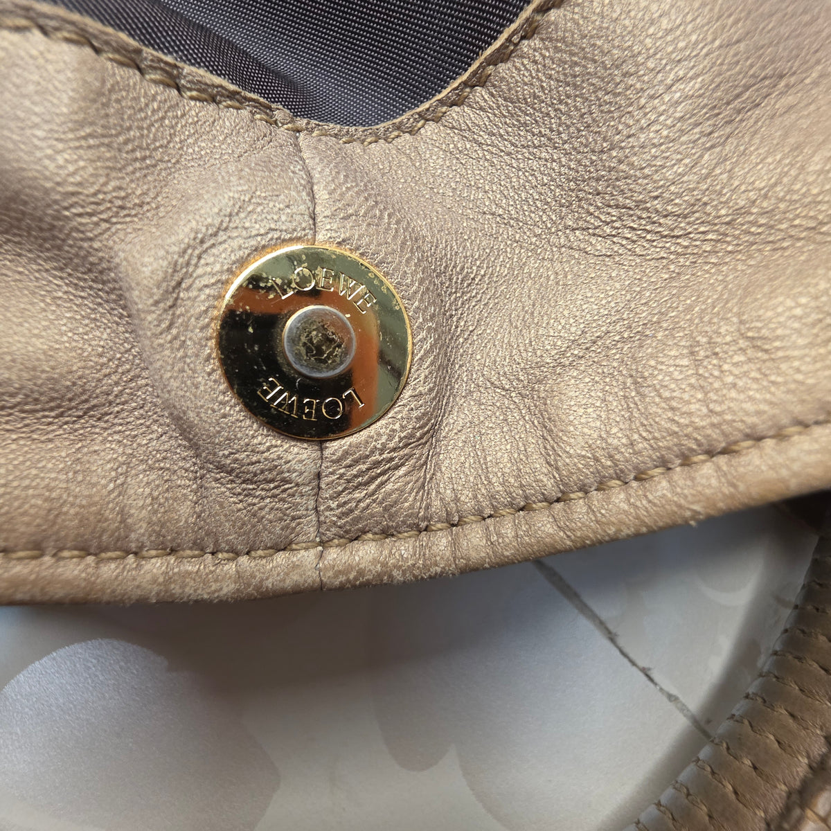 Loewe Aire Gold Leather Shoulder Bag – Medium