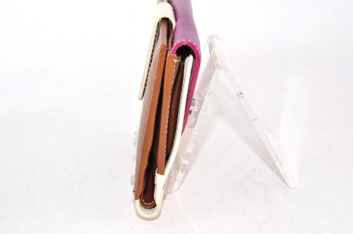 Salvatore Ferragamo Gancini Bordeaux Leather Compact Wallet with Box