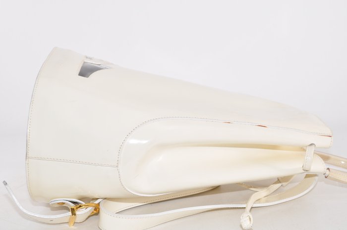 Salvatore Ferragamo Cream Leather Backpack Bag with Matching Pouch