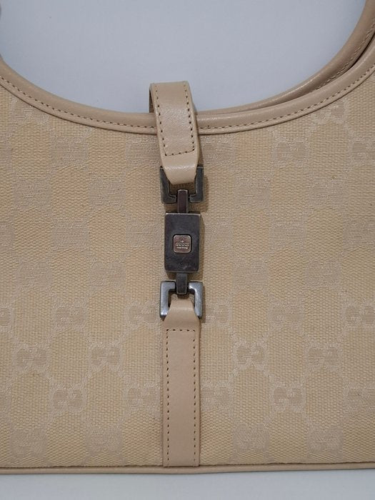 Gucci Jackie Beige GG Canvas and Leather Shoulder Bag