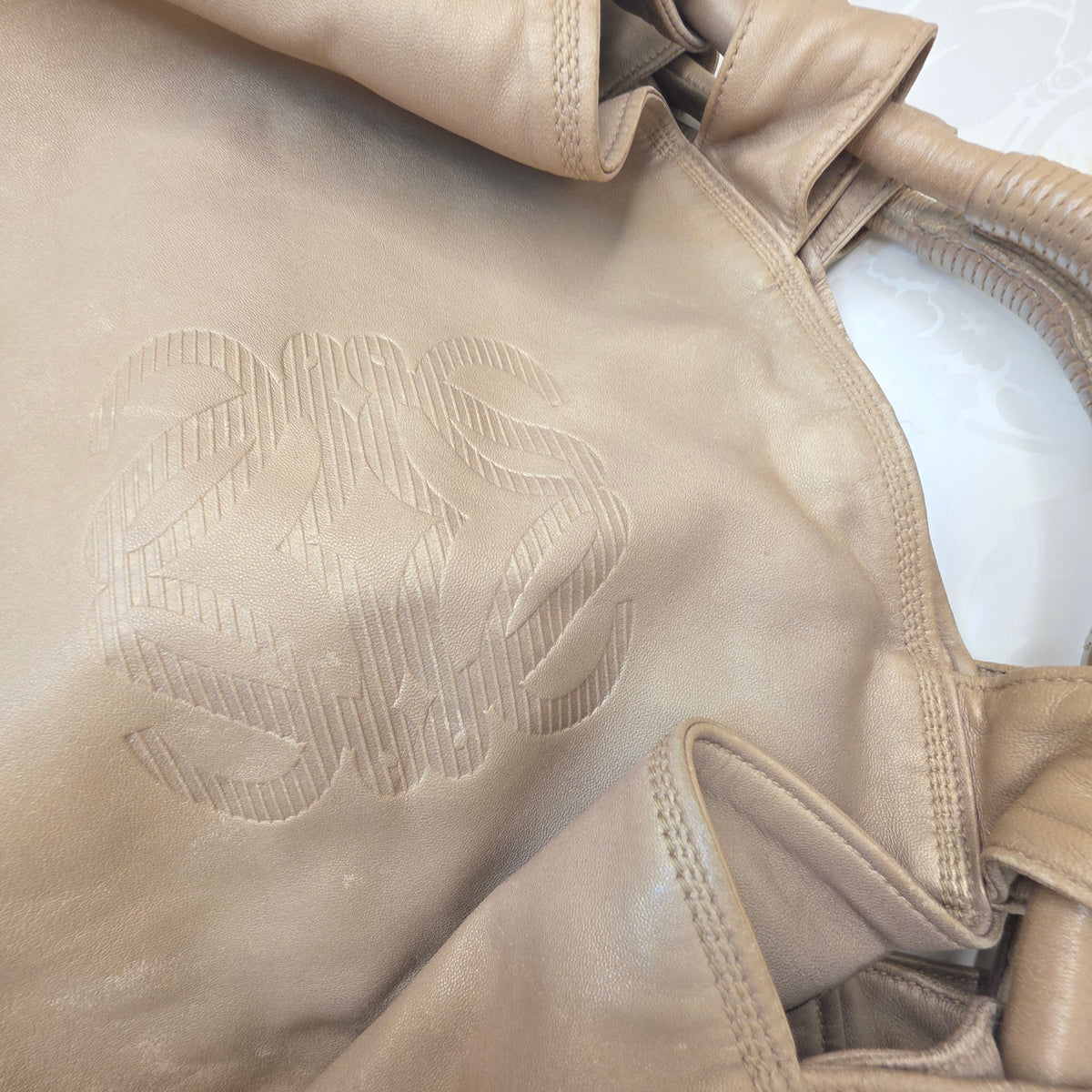 Loewe Aire Gold Leather Shoulder Bag – Medium
