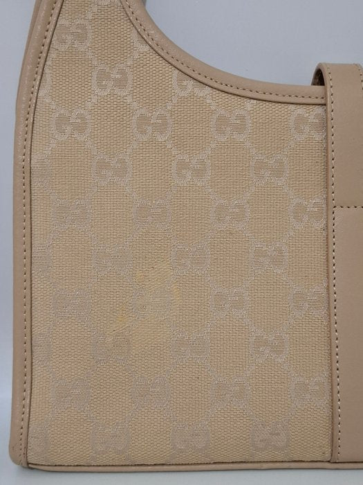Gucci Jackie Beige GG Canvas and Leather Shoulder Bag