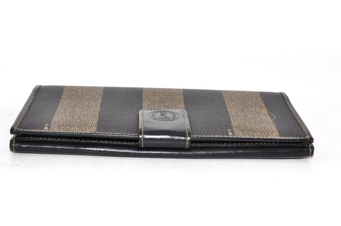 Fendi Black & Brown Long Wallet – Canvas & Leather