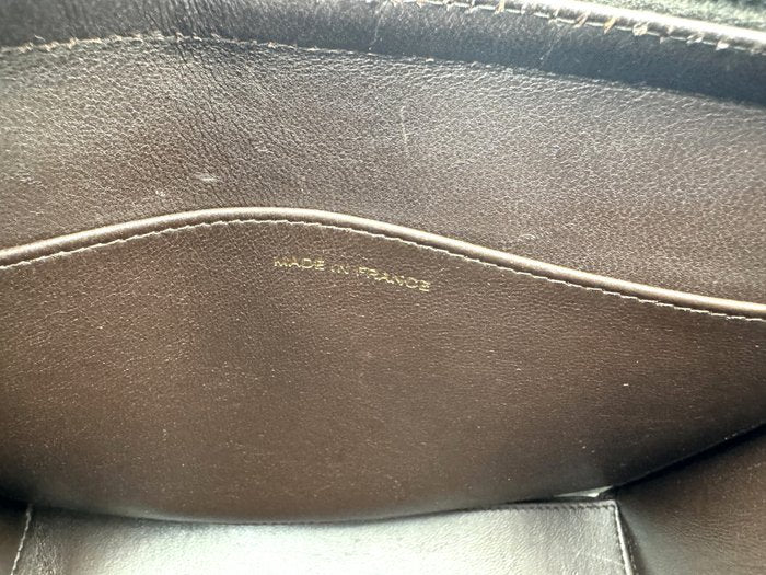 Chanel Vintage Hard Case Handbag – Dark Brown Leather, Brass Trim, Made in France