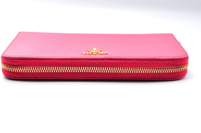 Prada  Leather  Zip-Around Long Wallet with Authenticity Card-Pink