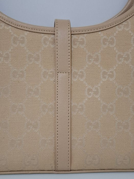 Gucci Jackie Beige GG Canvas and Leather Shoulder Bag