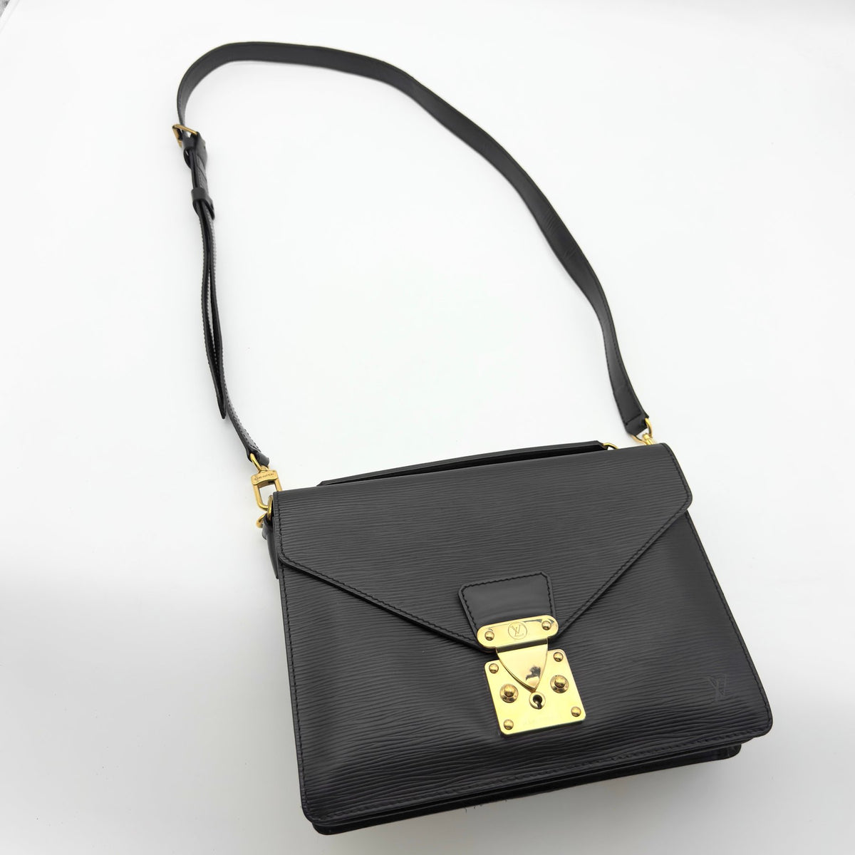 Louis Vuitton Monceau Black Epi Leather Crossbody Bag | 2 Way Top Handle