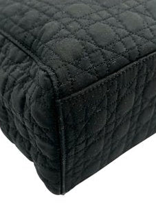 Christian Dior Black Quilted Nylon Tote Bag Medium Lady Dior