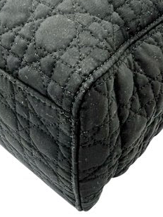 Christian Dior Black Quilted Nylon Tote Bag Medium Lady Dior