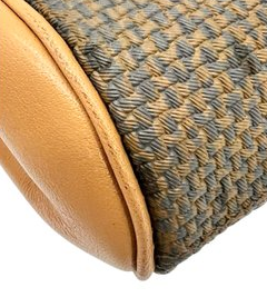 Yves Saint Laurent Khaki PVC & Brown Leather Clutch Bag – Gold-Plated Details
