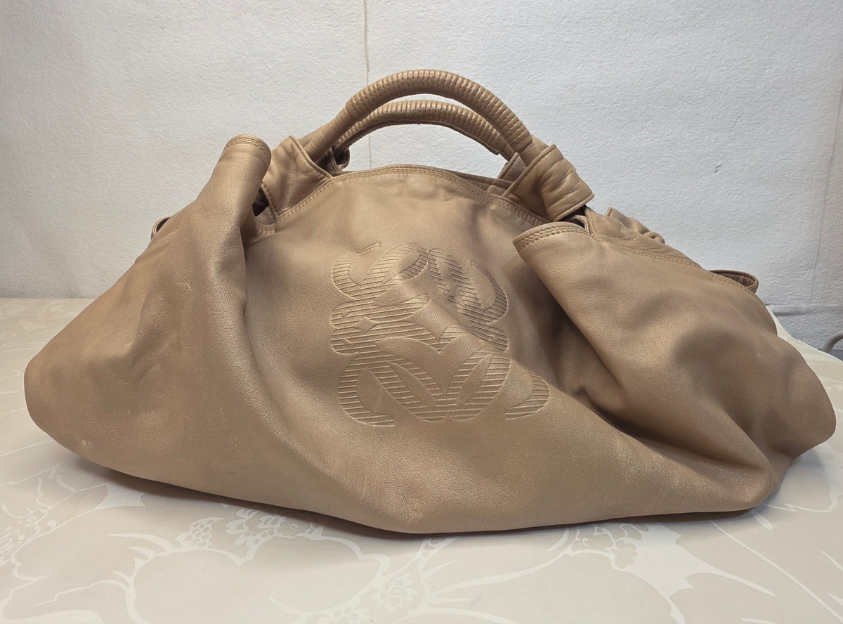 Loewe Aire Gold Leather Shoulder Bag – Medium