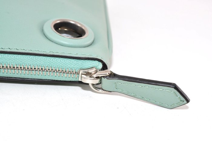 Fendi Green Smooth Leather Wallet Pouch