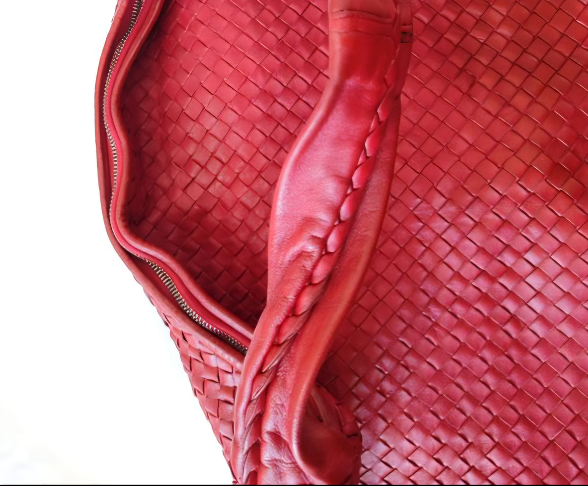 Bottega Veneta Antheia Dark Red Intrecciato Lambskin Hobo Bag