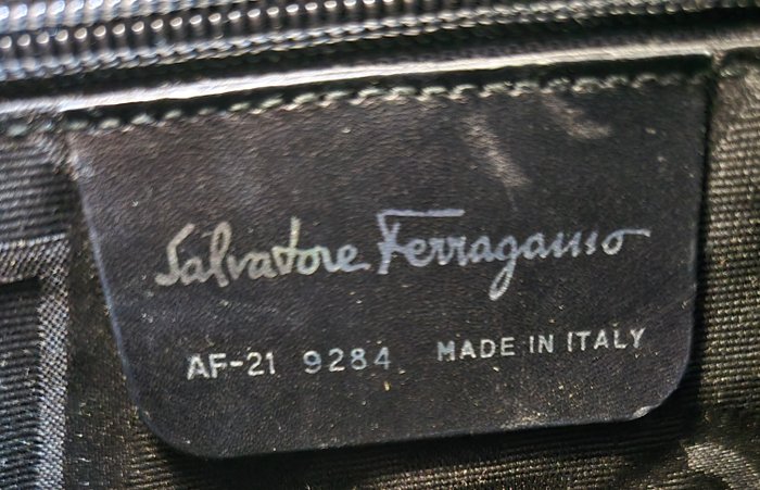 Salvatore Ferragamo Black Hammered  Shoulder Bag