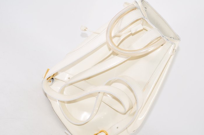 Salvatore Ferragamo Cream Leather Backpack Bag with Matching Pouch