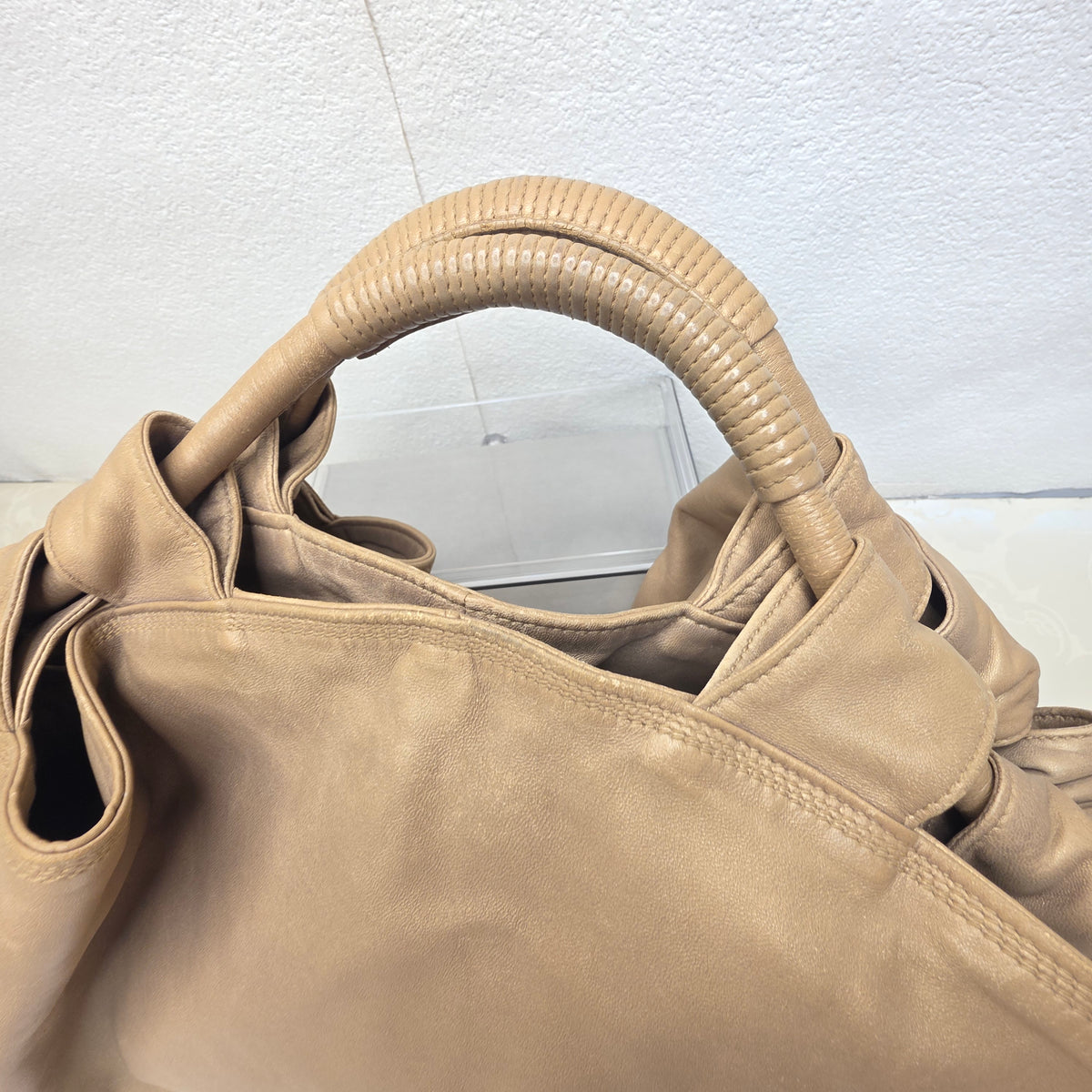 Loewe Aire Gold Leather Shoulder Bag – Medium