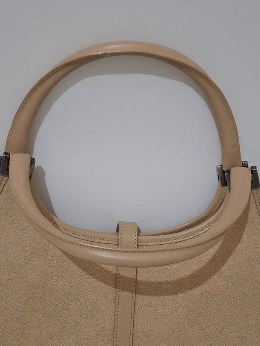 Gucci Jackie Beige GG Canvas and Leather Shoulder Bag
