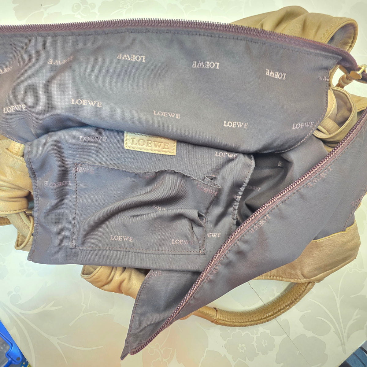 Loewe Aire Gold Leather Shoulder Bag – Medium