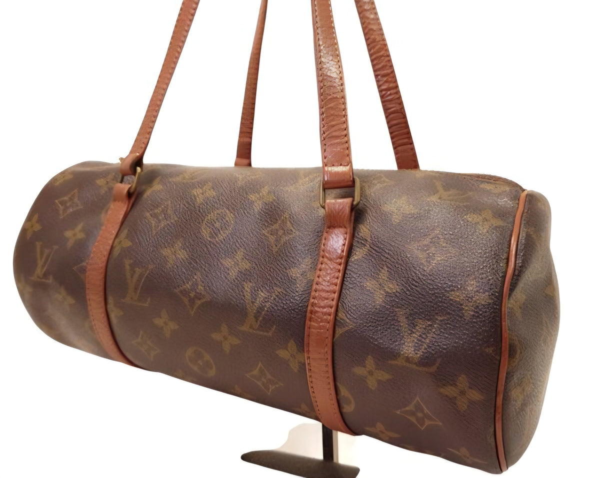 Louis Vuitton Vintage Monogram Papillon 30 Cylindrical Handbag Brown