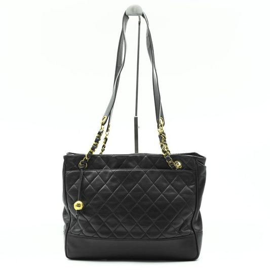 Chanel Matelassé Chain Tote Bag – Black Lambskin, Pearl Crush