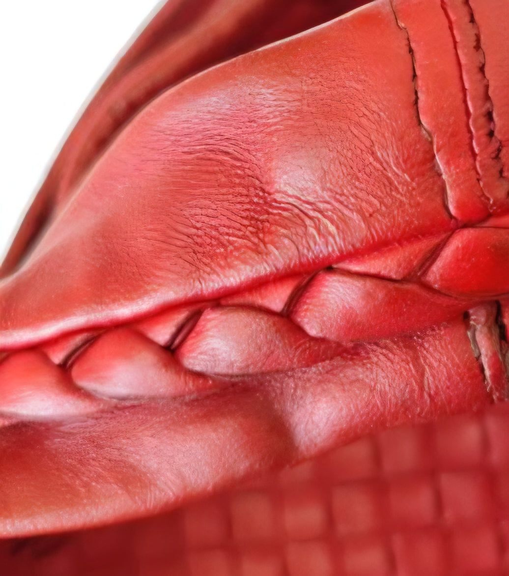 Bottega Veneta Antheia Dark Red Intrecciato Lambskin Hobo Bag