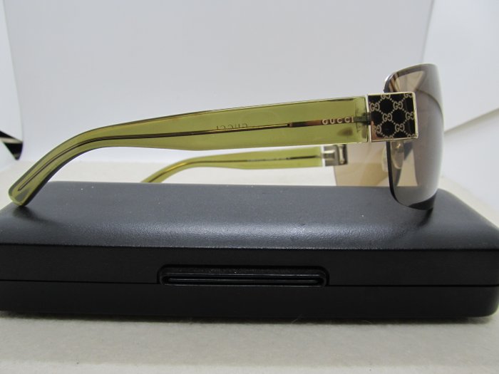 Gucci GG 1800/S Green and Gold Half-Rim Wrap Sunglasses