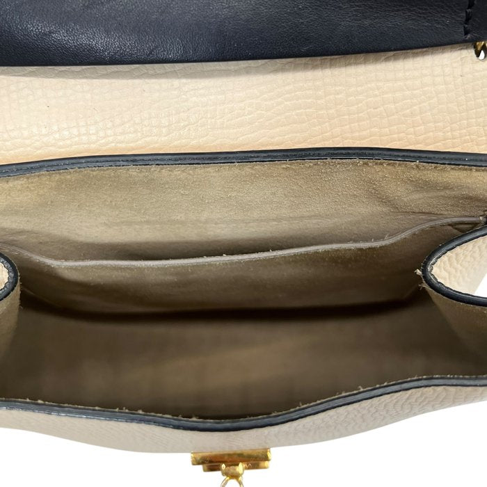 Chloé Drew Shoulder Bag – Ivory & Navy Leather, Gold Plated Hardware