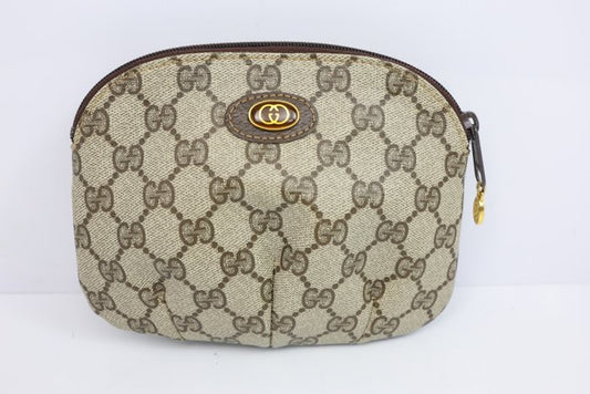 Gucci Vintage Clutch-Tasche aus PVC & Leder – Beige