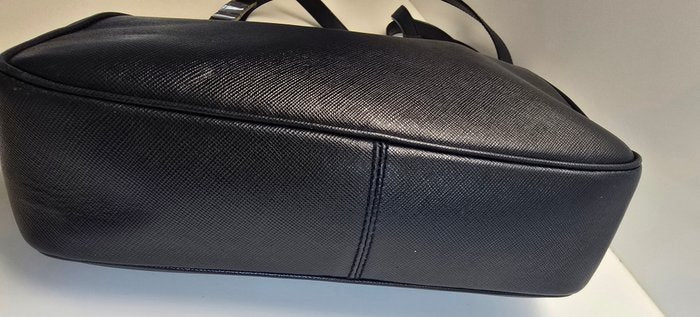 Salvatore Ferragamo Black Hammered  Shoulder Bag