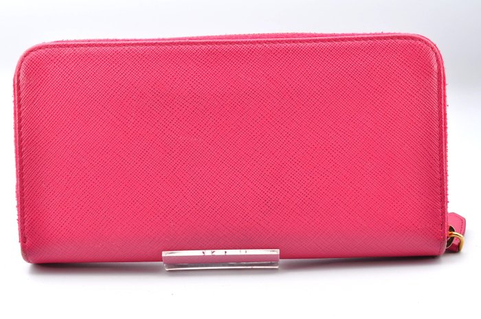 Prada  Leather  Zip-Around Long Wallet with Authenticity Card-Pink