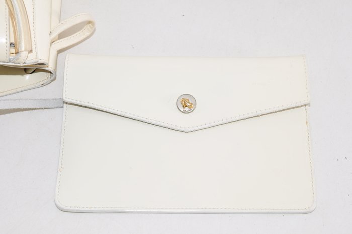 Salvatore Ferragamo Cream Leather Backpack Bag with Matching Pouch