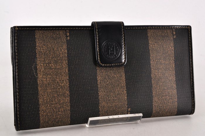 Fendi Black & Brown Long Wallet – Canvas & Leather
