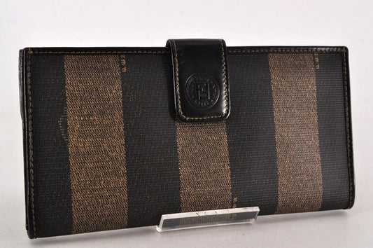 Fendi Black & Brown Long Wallet – Canvas & Leather