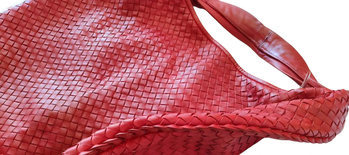 Bottega Veneta Antheia Dark Red Intrecciato Lambskin Hobo Bag