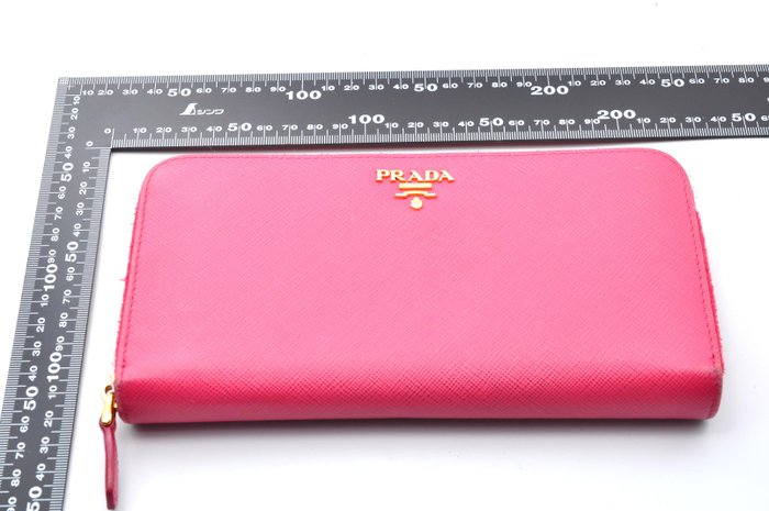 Prada  Leather  Zip-Around Long Wallet with Authenticity Card-Pink