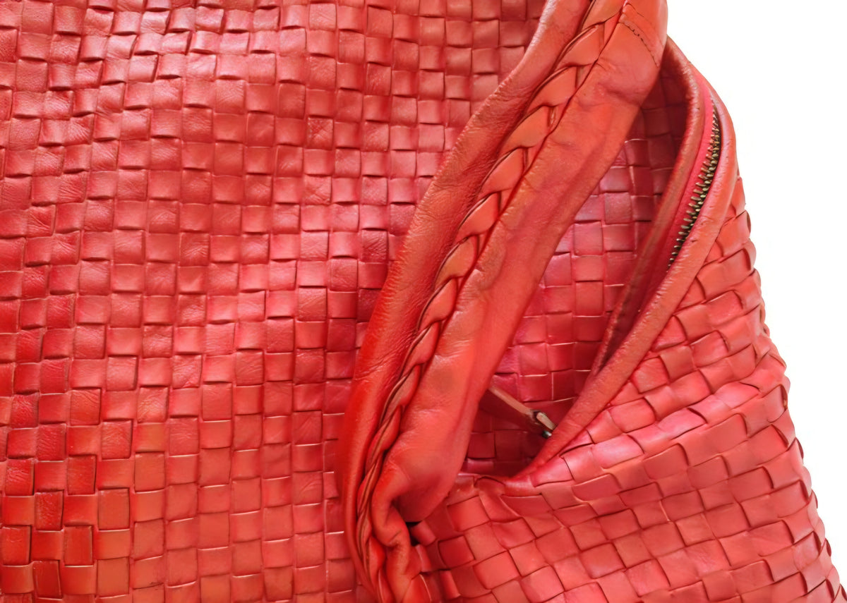 Bottega Veneta Antheia Dark Red Intrecciato Lambskin Hobo Bag