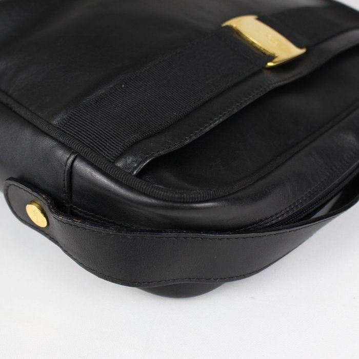 Salvatore Ferragamo Leather Vera Bow Shoulder Bag Black
