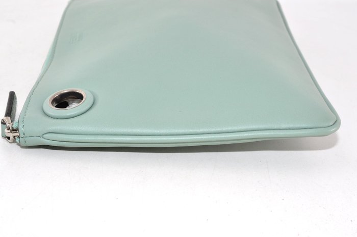 Fendi Green Smooth Leather Wallet Pouch