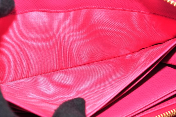 Prada  Leather  Zip-Around Long Wallet with Authenticity Card-Pink