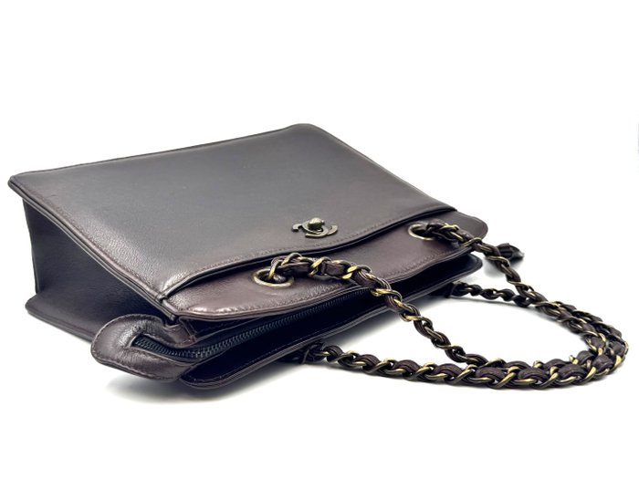 Chanel Vintage Hard Case Handbag – Dark Brown Leather, Brass Trim, Made in France