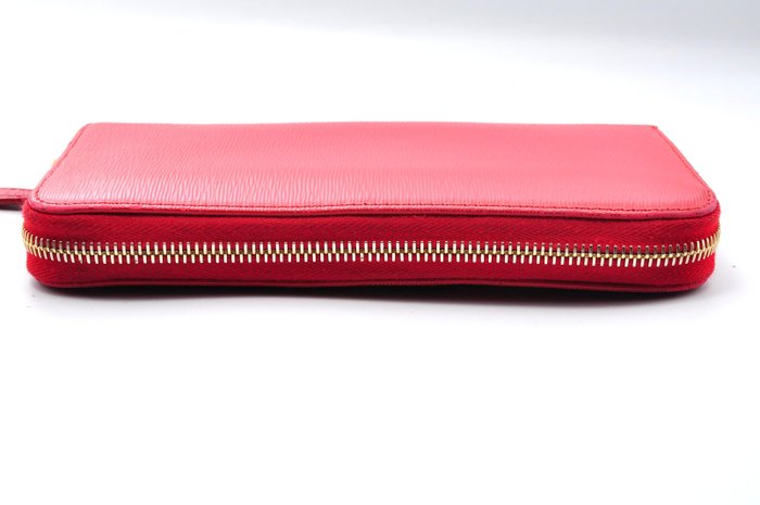 Prada  Leather Zip-Around Wallet Red